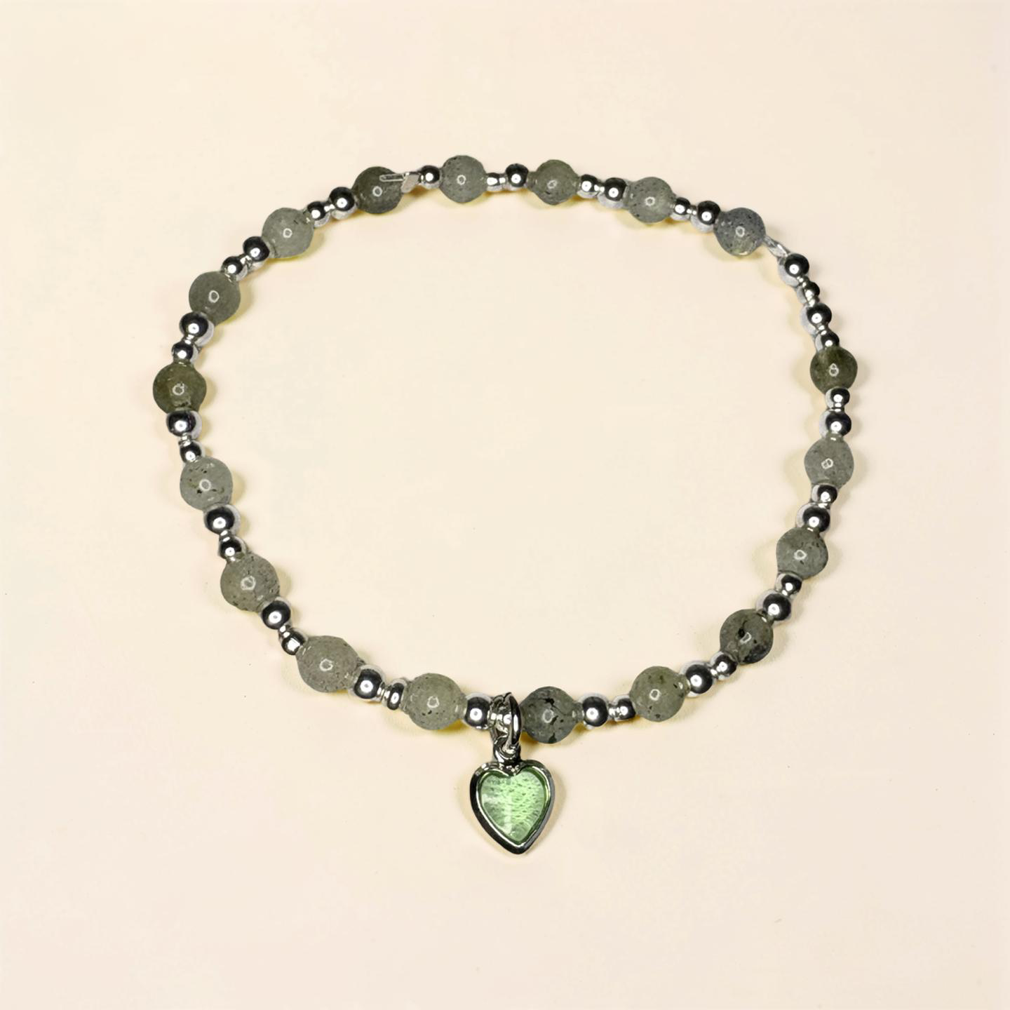 Calming Frosted heart Labradorite bracelet