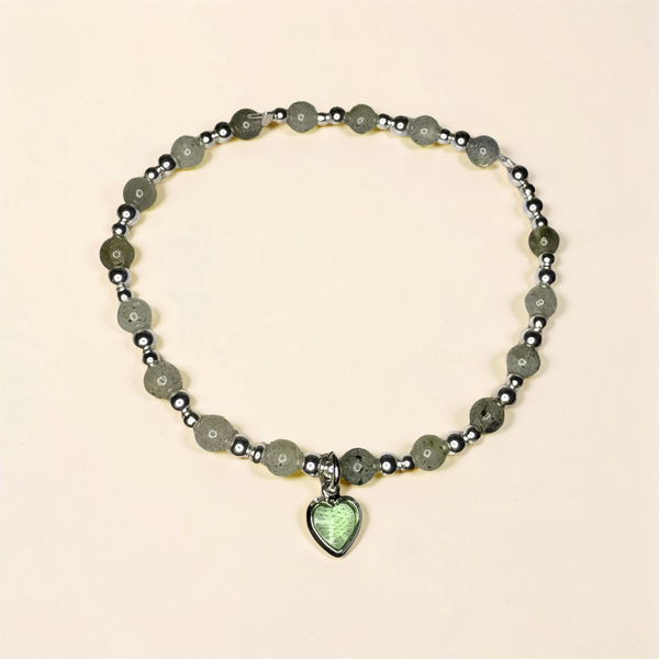 Calming Frosted heart Labradorite bracelet