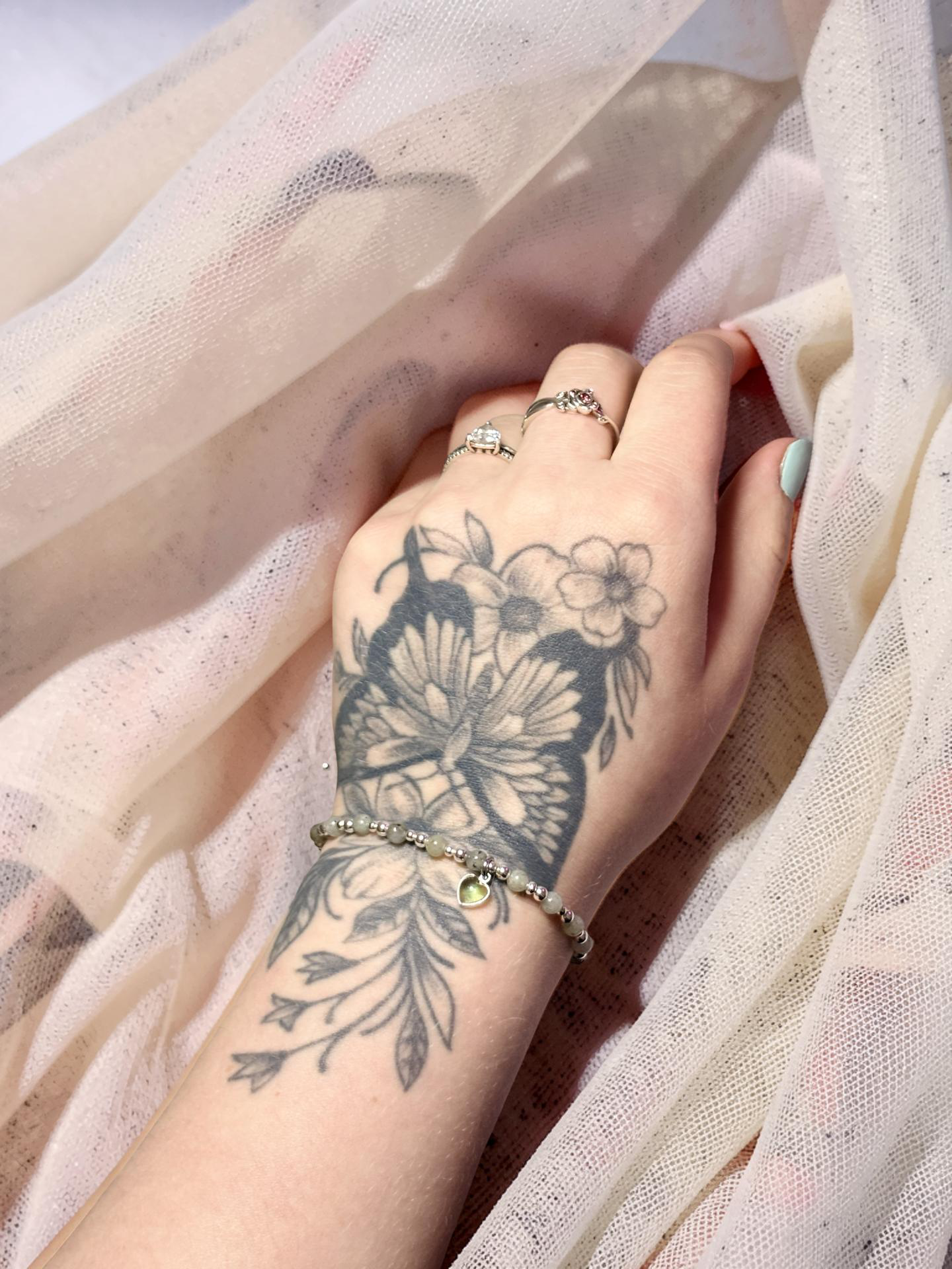 Calming Frosted heart Labradorite bracelet